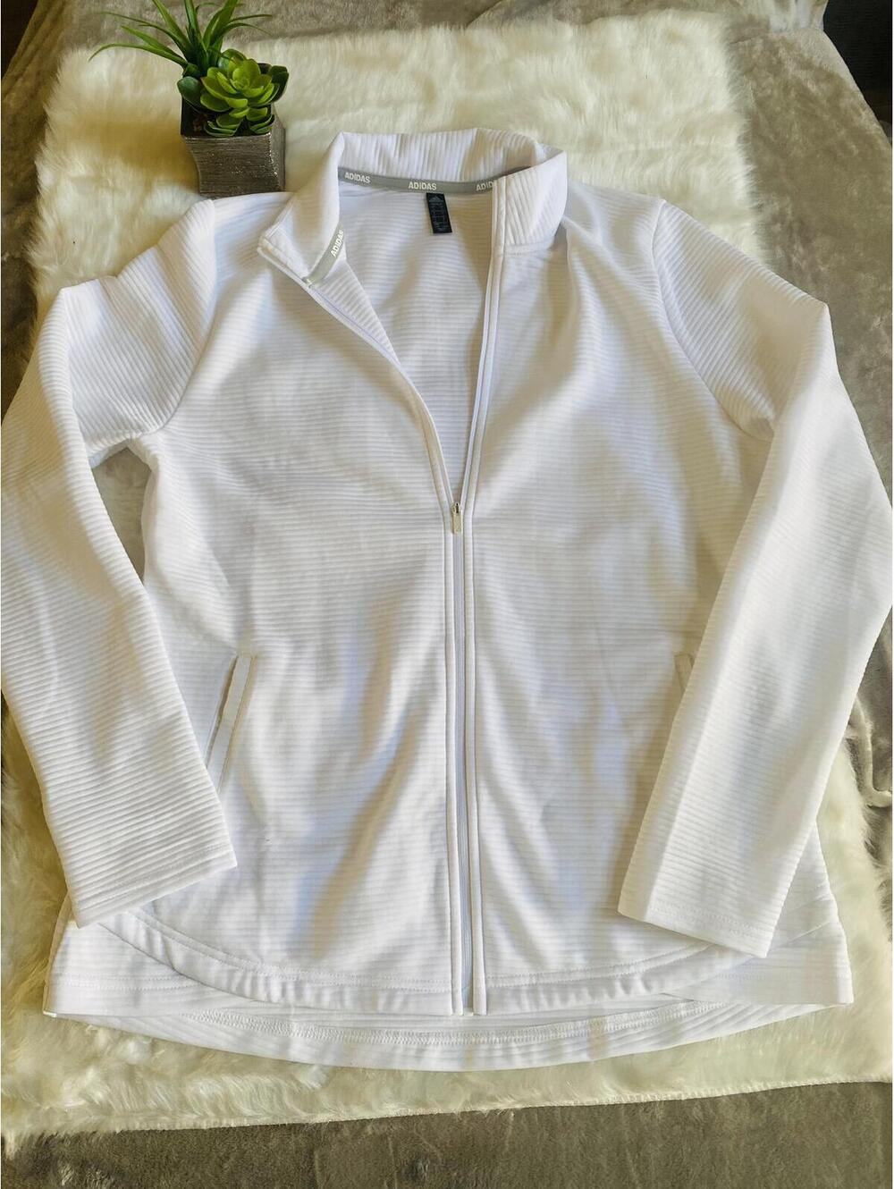 Womens Adidas Golf White Full-Zip Jacket Size Large